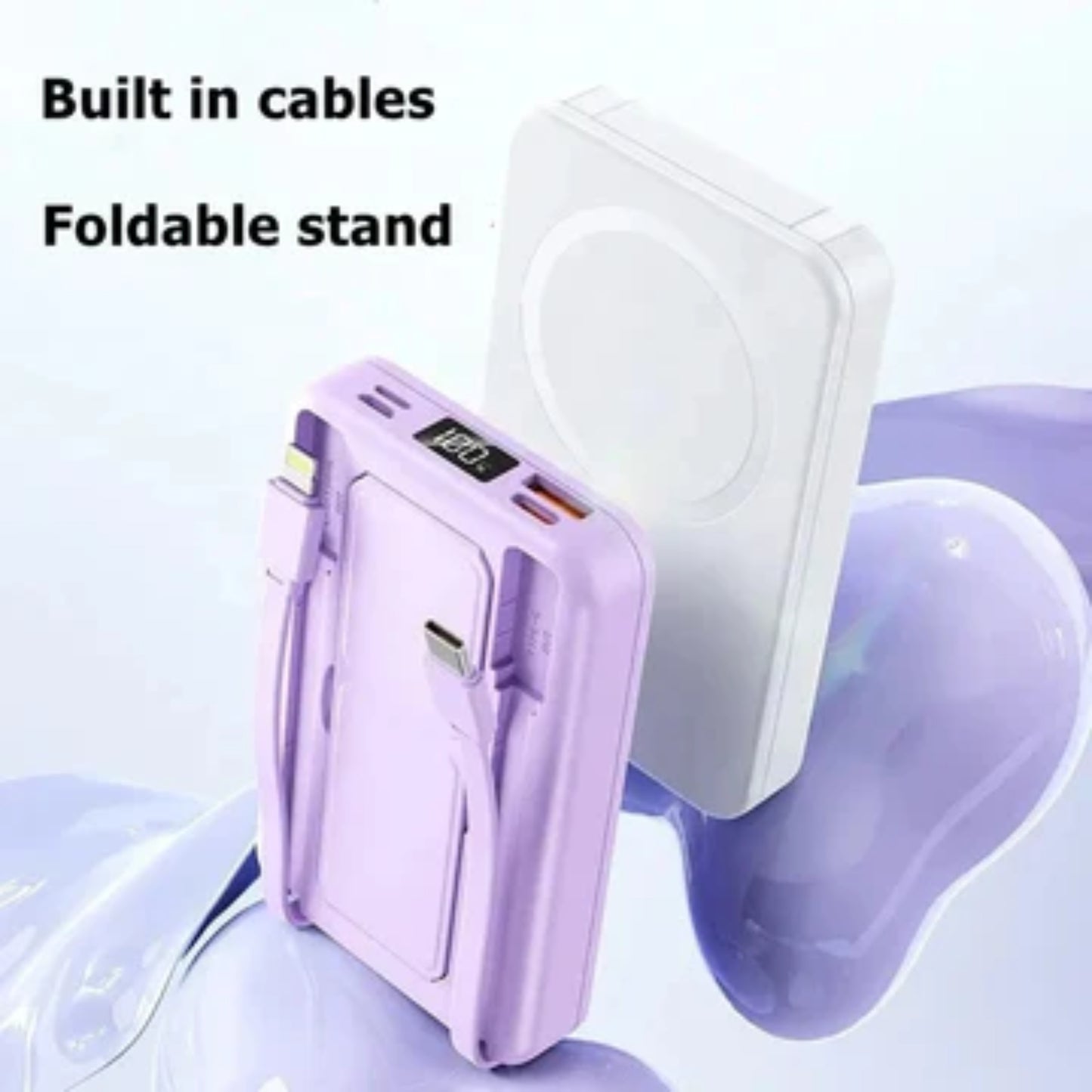 Homified Power Bank 10000 mAh with in-built cables (compatible with iOS and android)