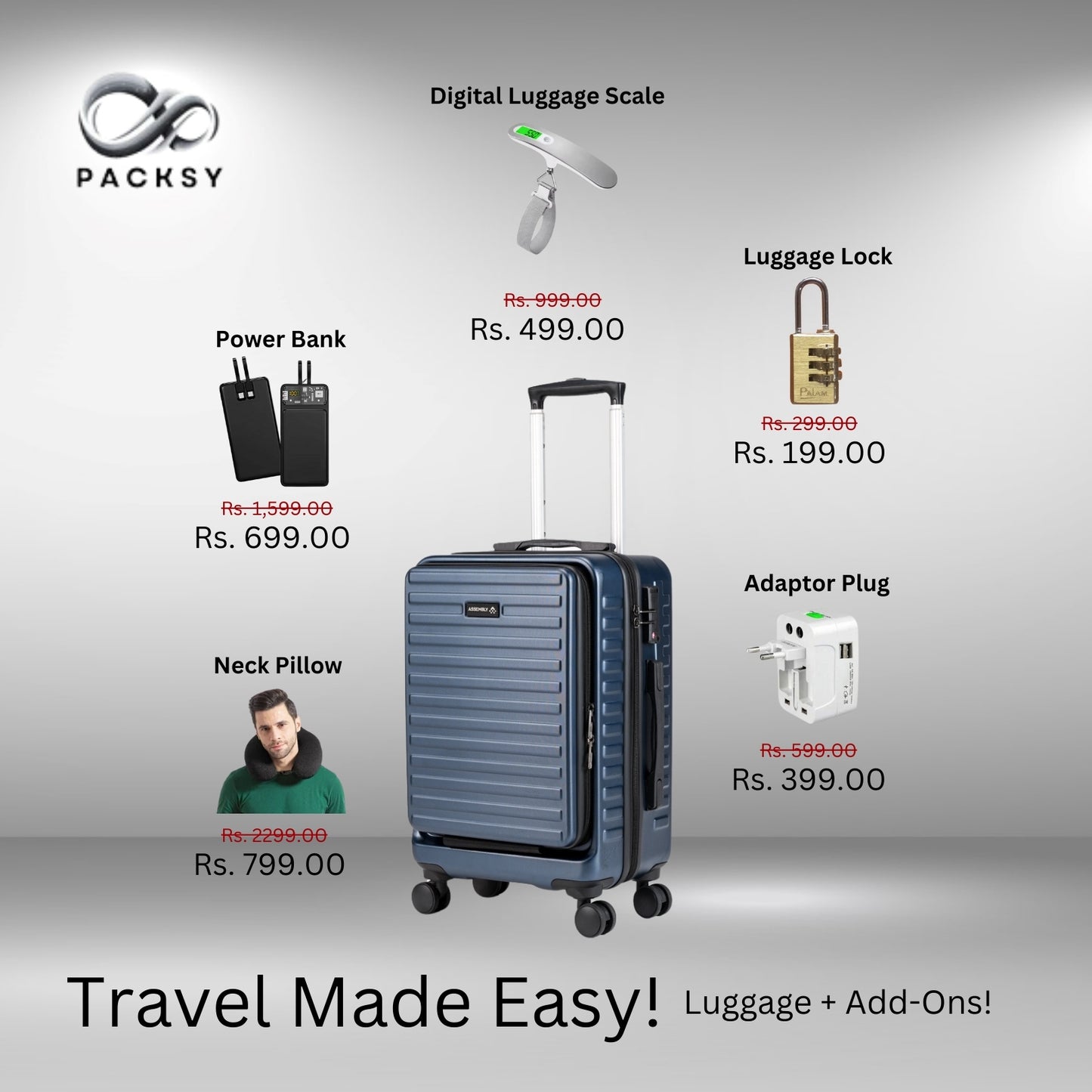 StarkPro | Blue | Cabin Hard Luggage with Water/Dust Proof Cover