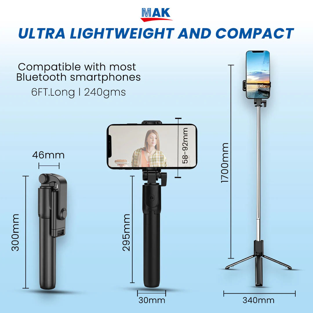 Bluetooth Selfie Stick with Tripod.