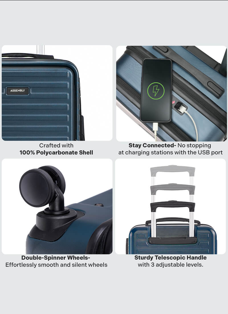 StarkPro | Blue | Cabin Hard Luggage with Water/Dust Proof Cover