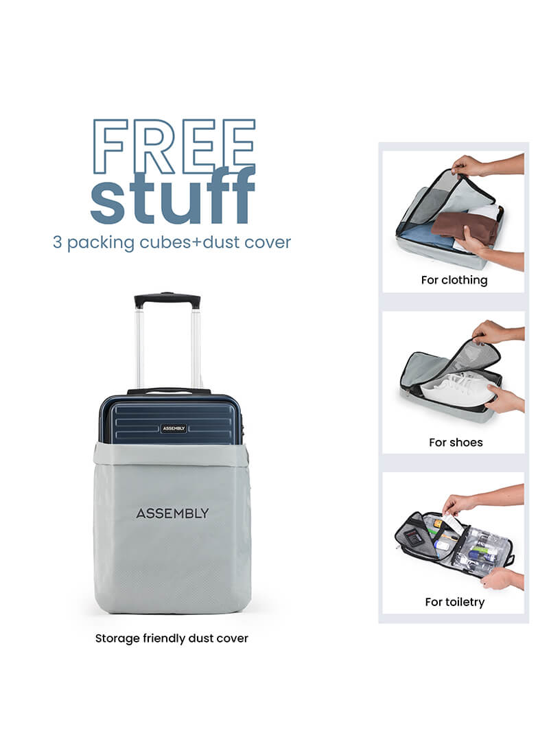 StarkPro | Blue | Cabin Hard Luggage with Water/Dust Proof Cover