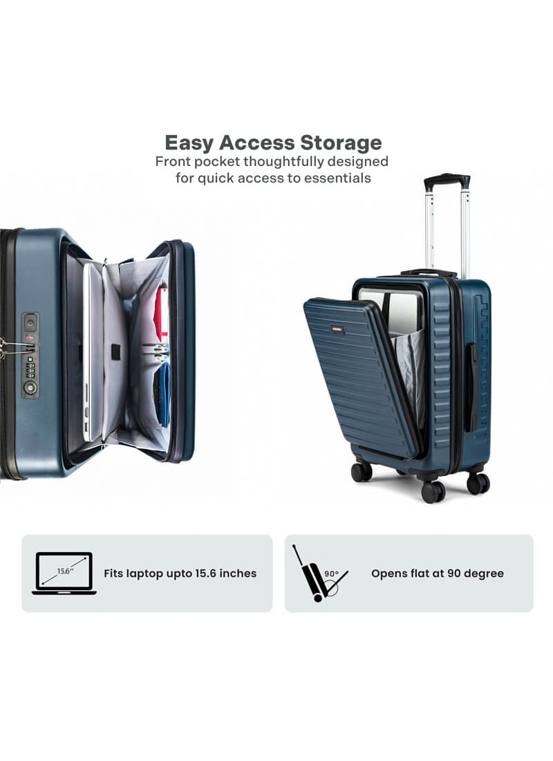 StarkPro | Blue | Cabin Hard Luggage with Water/Dust Proof Cover