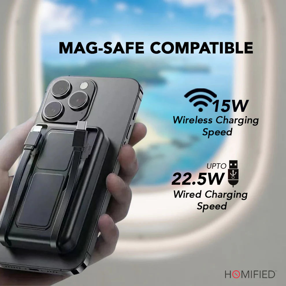 Homified Power Bank 10000 mAh with in-built cables (compatible with iOS and android)