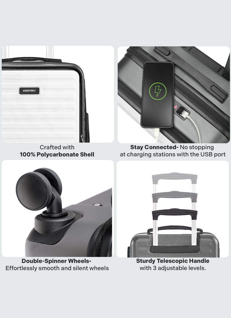 StarkPro | Grey/White | Cabin Hard Luggage