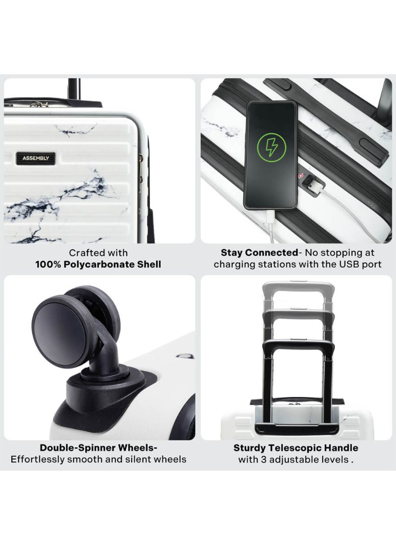 StarkPro | Marble Print | Cabin Hard Luggage