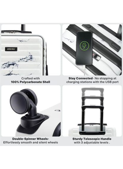 StarkPro | Marble Print | Cabin Hard Luggage
