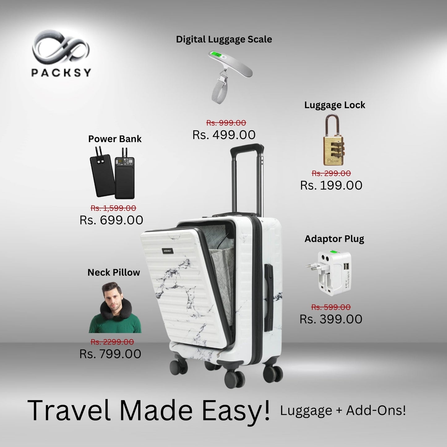 StarkPro | Marble Print | Cabin Hard Luggage
