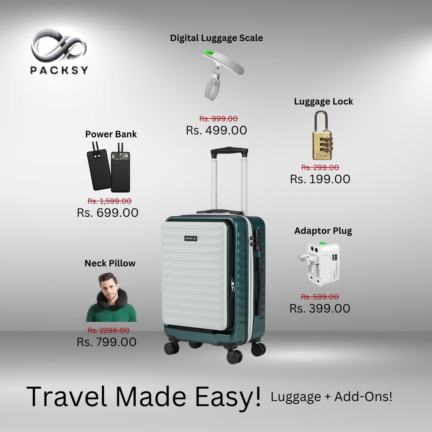 StarkPro | Green/White | Cabin Hard Luggage
