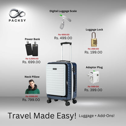 StarkPro | Blue/White | Cabin Hard Luggage