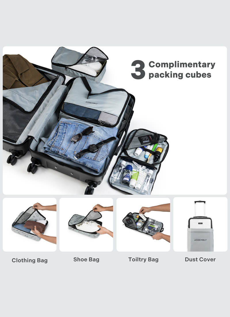 StarkPro | Grey/White | Cabin Hard Luggage