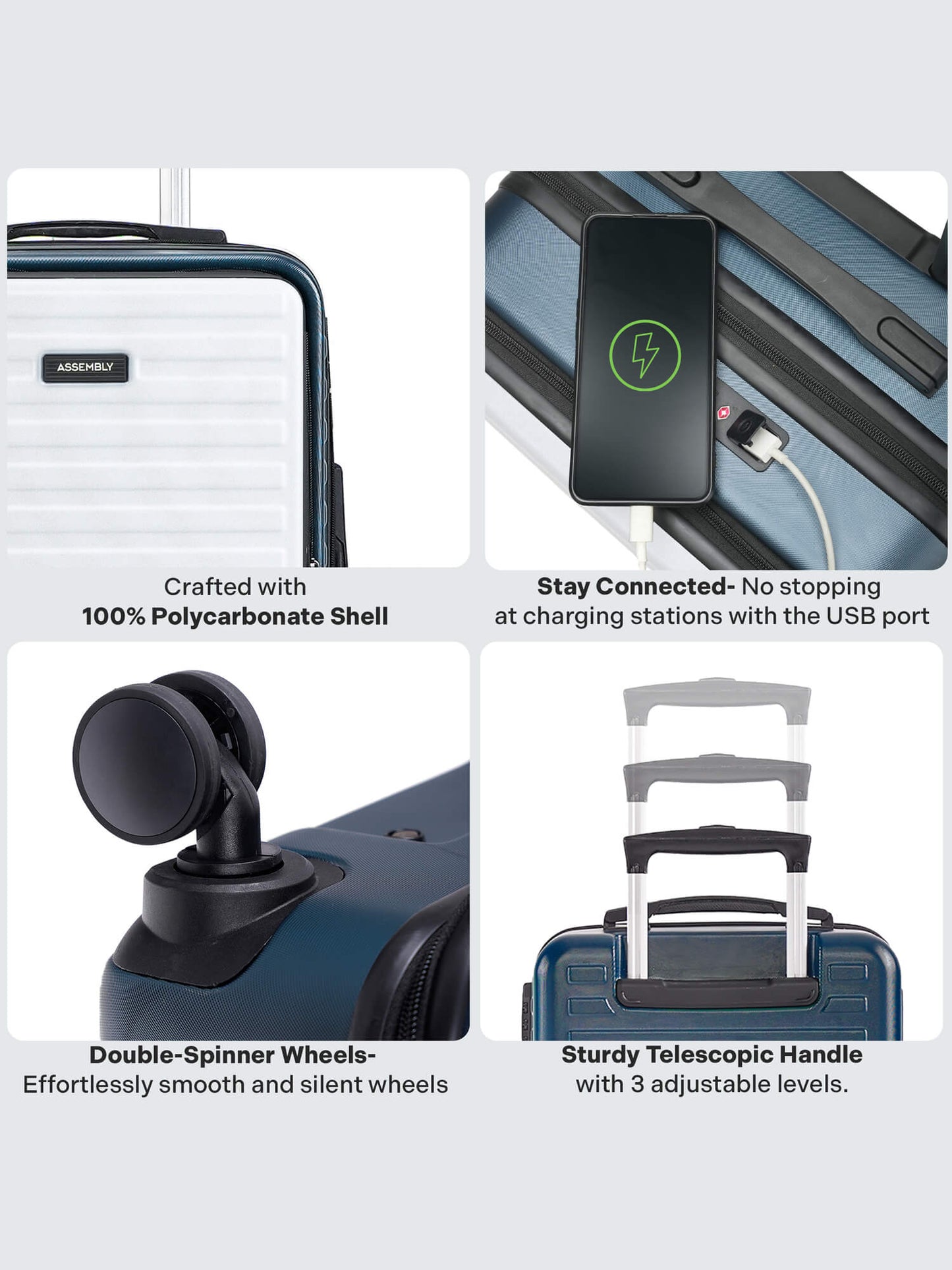 StarkPro | Blue/White | Cabin Hard Luggage