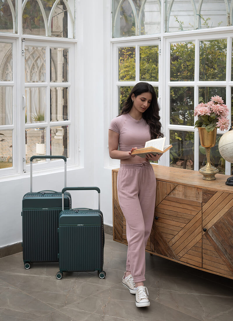 Rover Combo | Green | Cabin+Medium Hard Luggage