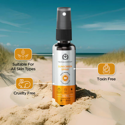 The Man Company Sunscreen Spray SPF 50 PA+++ | Easy To Apply | UVA & UVB Protection | Water Resistant | Non-Sticky & Oil-Free