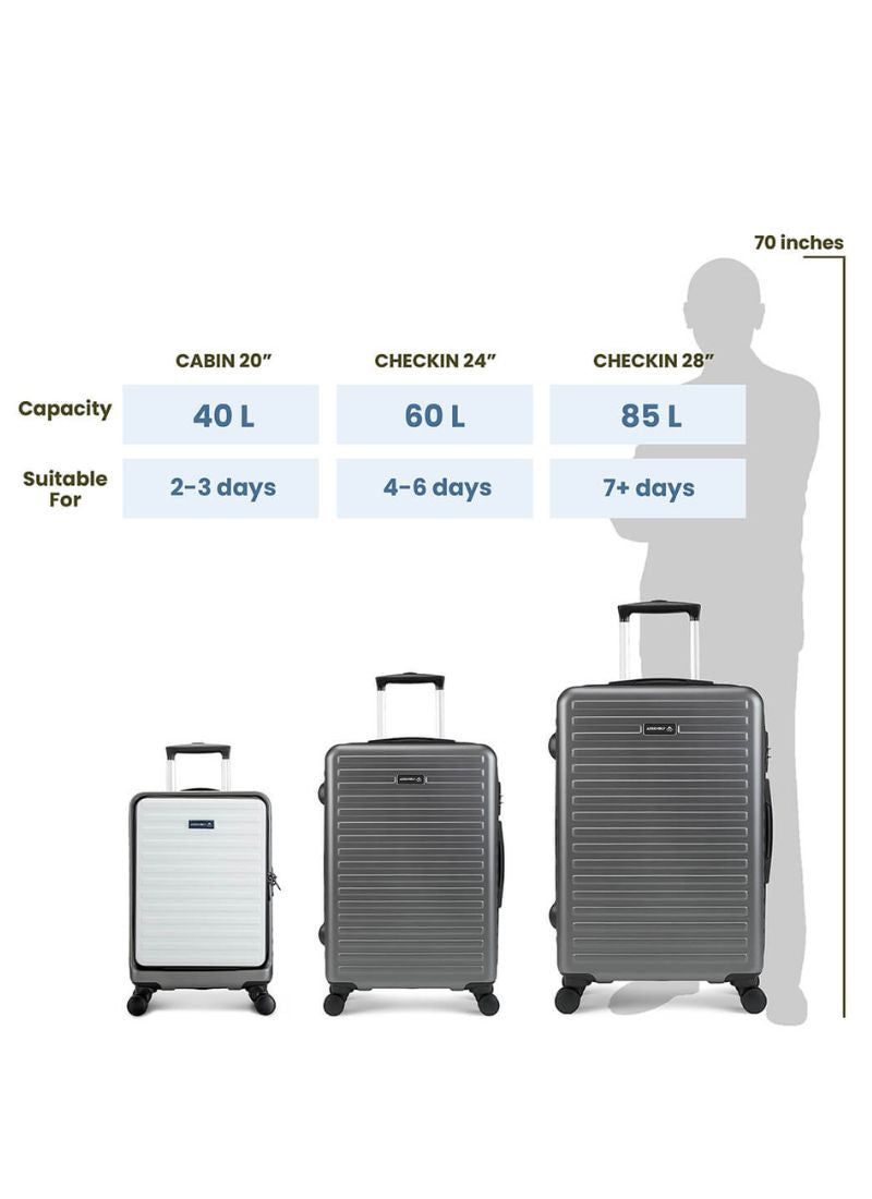 StarkPro | Grey/White | Cabin Hard Luggage