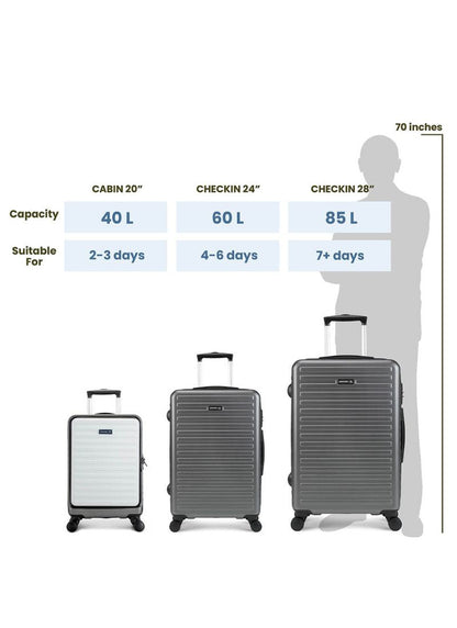 StarkPro | Grey/White | Cabin Hard Luggage