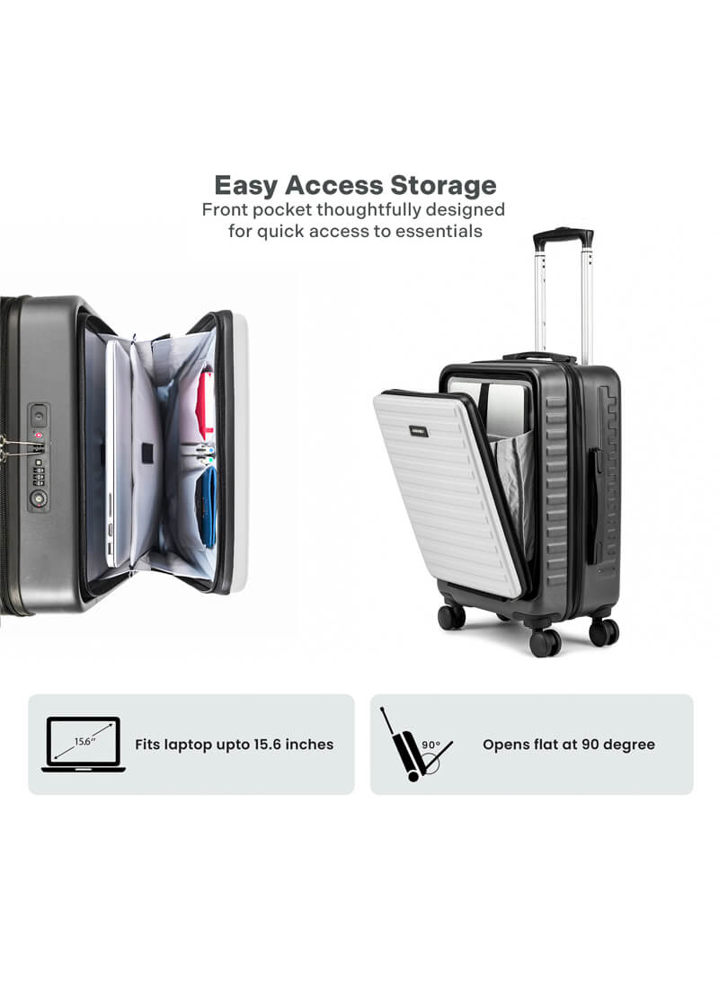 StarkPro | Grey/White | Cabin Hard Luggage