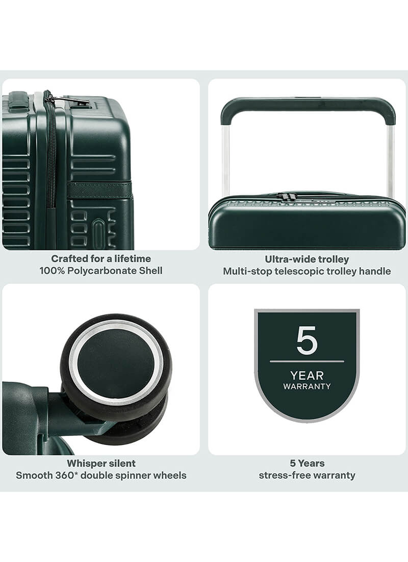 Rover Combo | Green | Cabin+Medium Hard Luggage