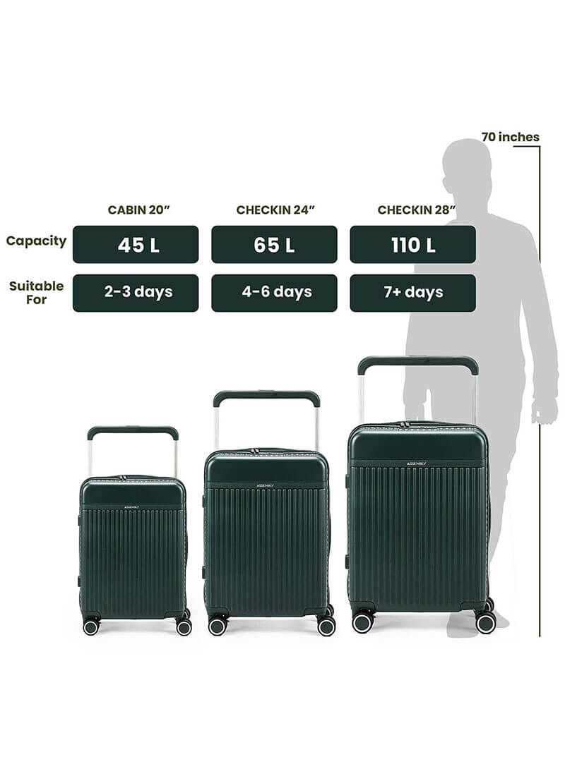Rover Combo | Green | Cabin+Medium Hard Luggage