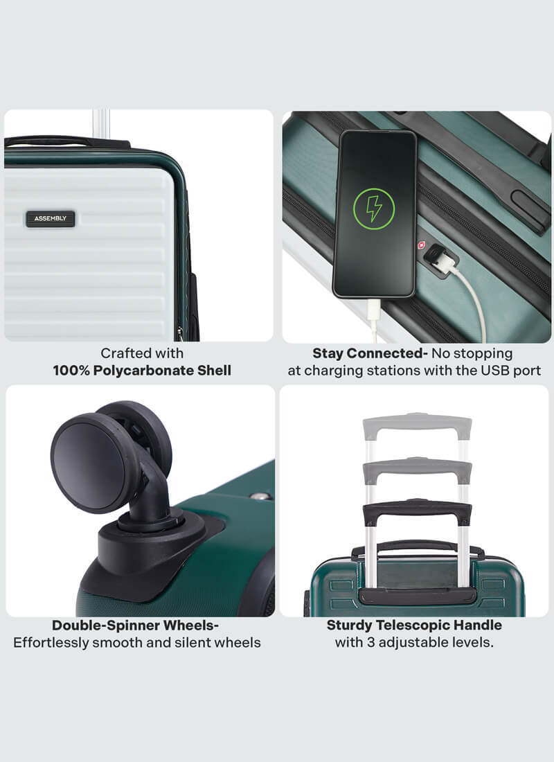 StarkPro | Green/White | Cabin Hard Luggage