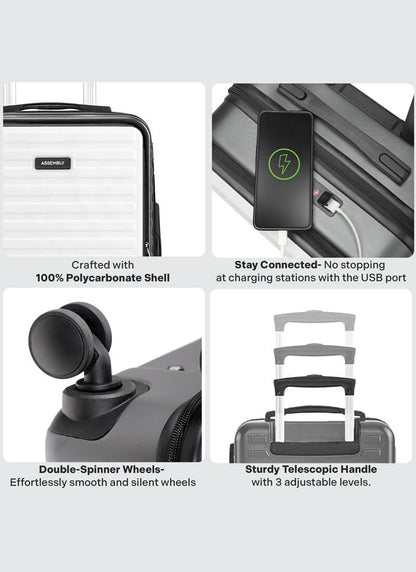 StarkPro | Grey/White | Cabin Hard Luggage